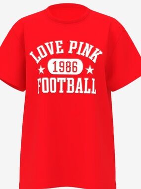 Victoria's Secret Love Pink Football Tee in Red and White